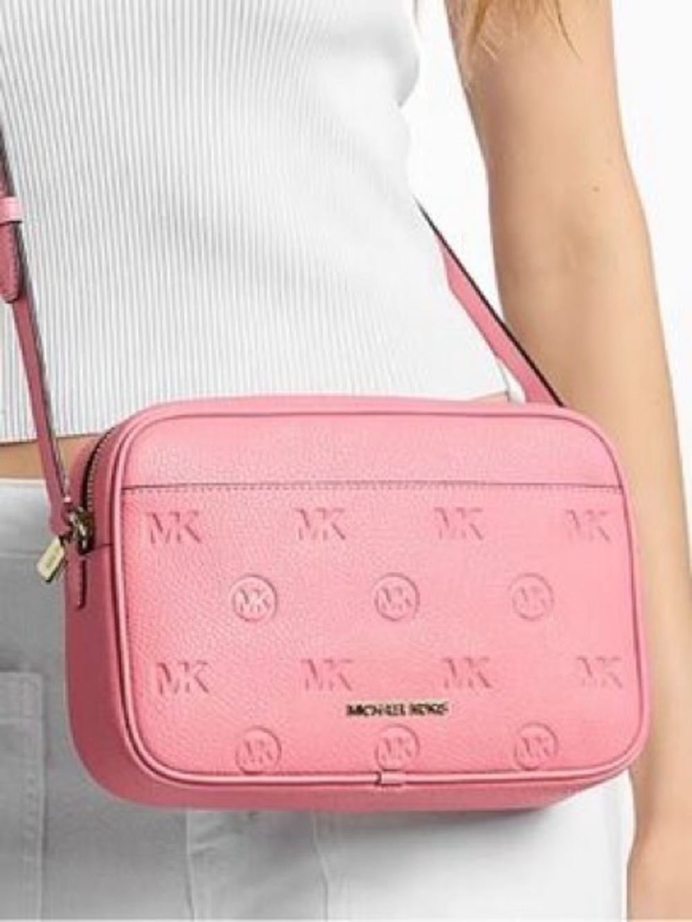 Michael Kors Jet Set Travel Large Logo Debossed Camera Crossbody Bag - Picture 8 of 11